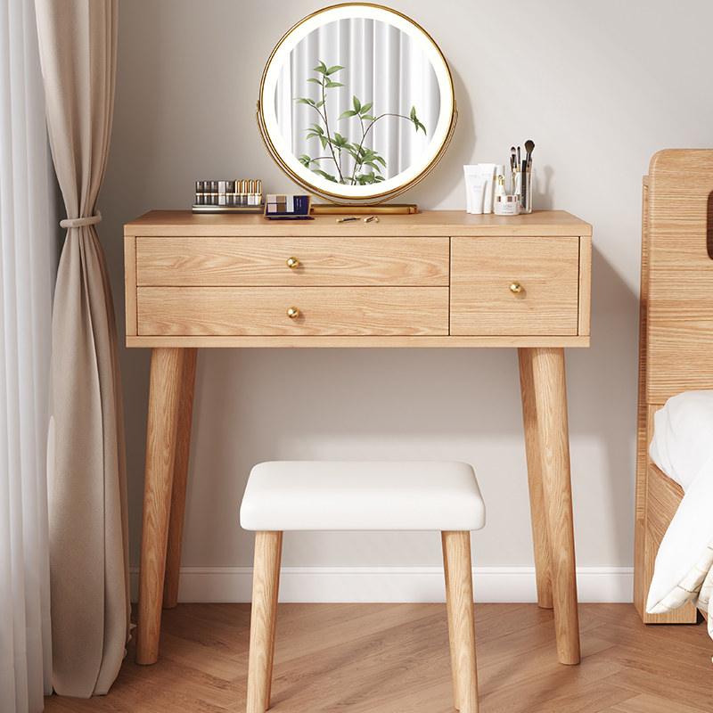 咏楠梳妆台全实木极简式卧室书桌一体高级感原木风小型家用化妆桌,住宅家具,梳妆台/桌,淘宝优惠券,粉丝福利购,淘宝优惠卷
