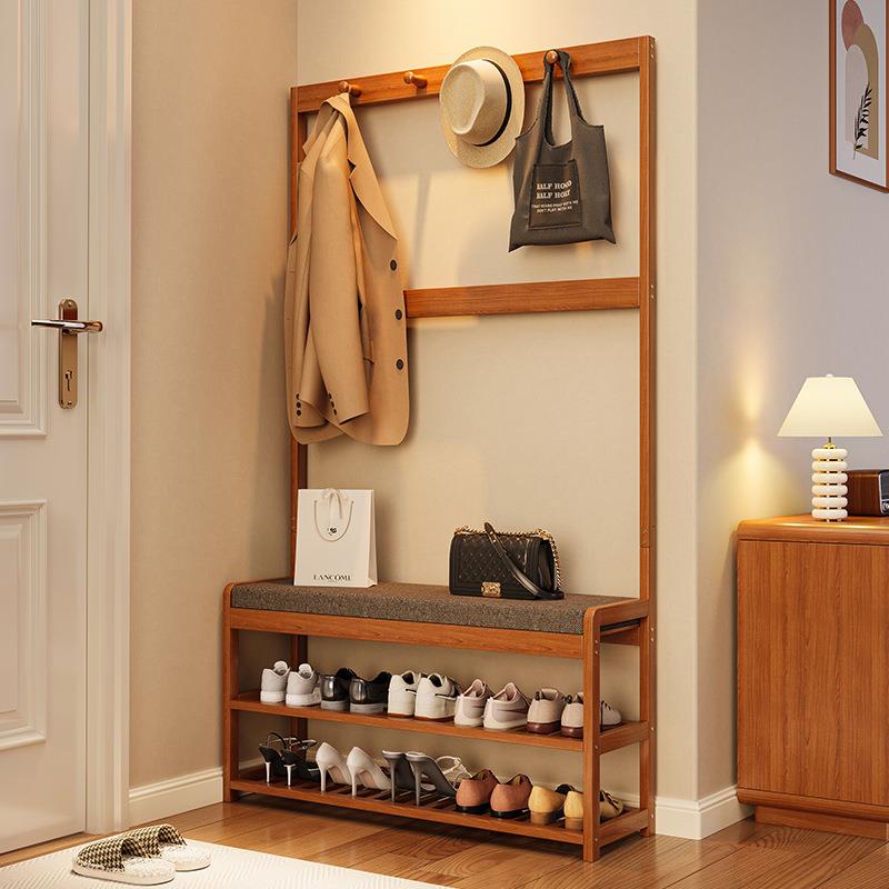 换鞋凳收纳一体衣帽架落地衣架简约家用整理架出租房门口长条凳子