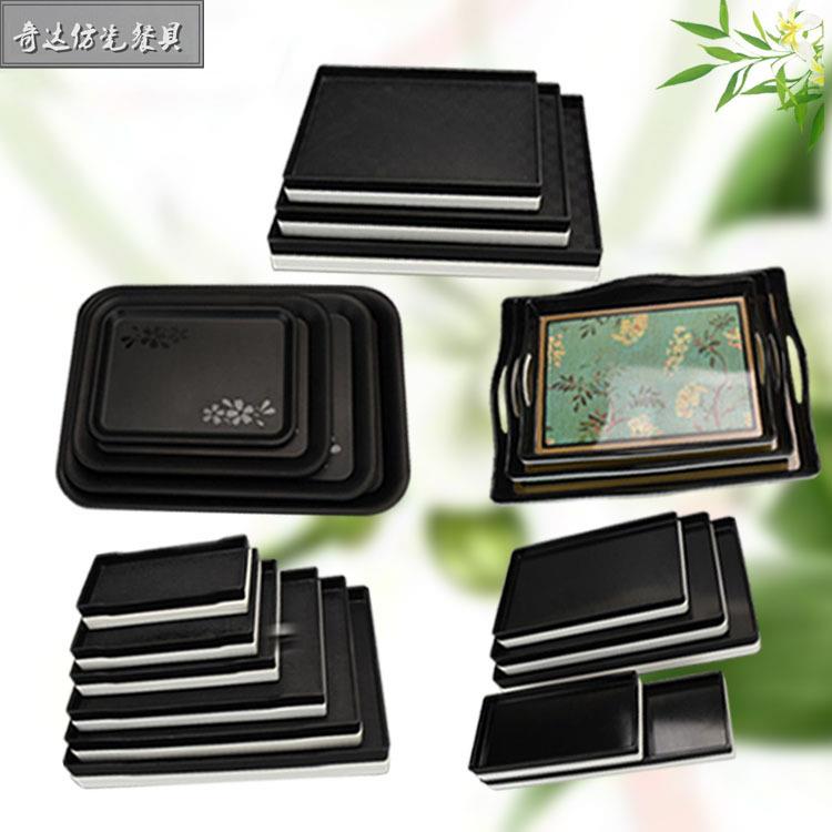 仿瓷密胺酒店客房洗漱用品防滑托盘长方形塑料蛋糕盘幼儿园