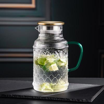 A5L海棠花凉水壶玻璃耐高温凉茶壶家用装水容器客厅大容量冷水壶