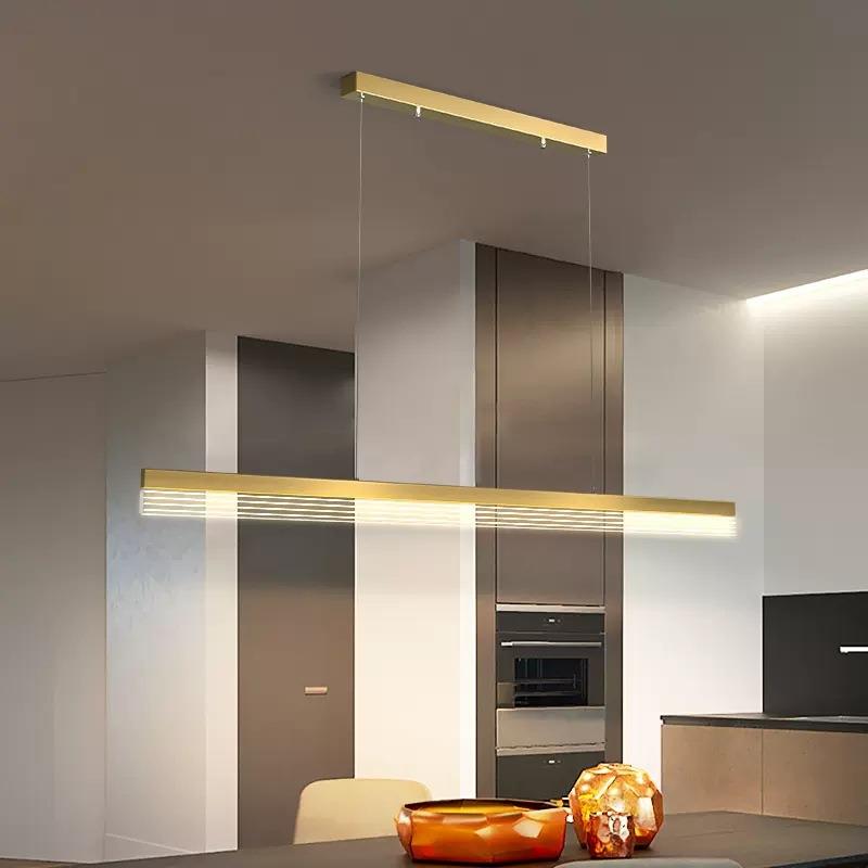 餐厅吊灯设计师款极简一字长条餐桌灯led现代简约办公室吧台灯具