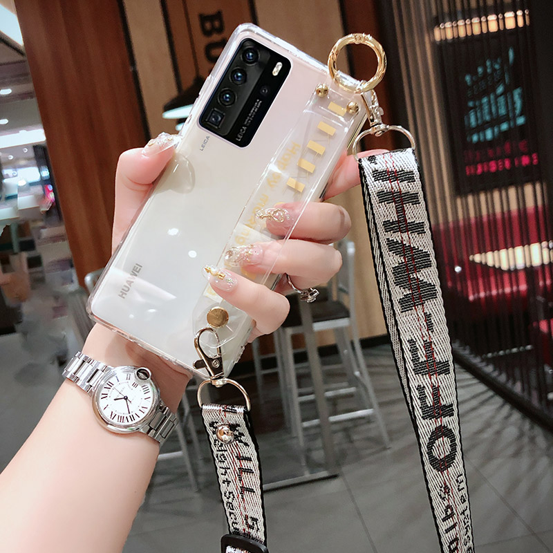 适用华为p80手机壳p70透明腕带p60支架p50pro+硅胶p40网红p30lite全包p20防摔p10保护套麦芒10se斜跨10背带11