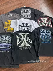 Now Erd Style Vintage Westcoast Series Washed Distressed Iron Cross Print Loose Short-Sleeved T-Shirt