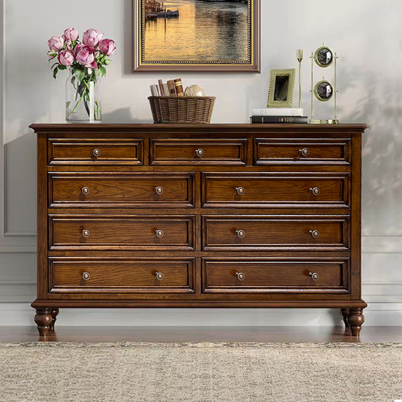 美式斗柜五斗柜客厅玄关储物柜卧室轻奢实木七斗柜复古收纳九