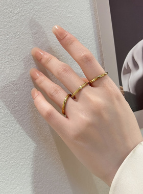 韩版简约素圈钛钢戒指女新款三生三世食指个性指环不掉色时尚款