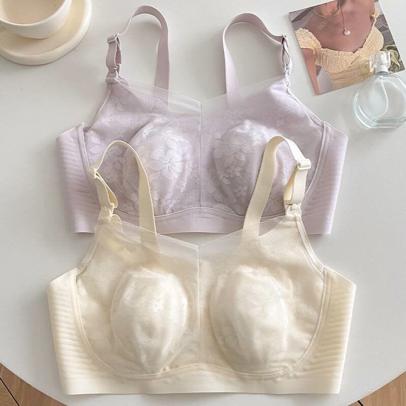 品牌超薄哺乳内衣大胸显小防下垂聚拢怀孕期喂奶专用孕妇文胸大码