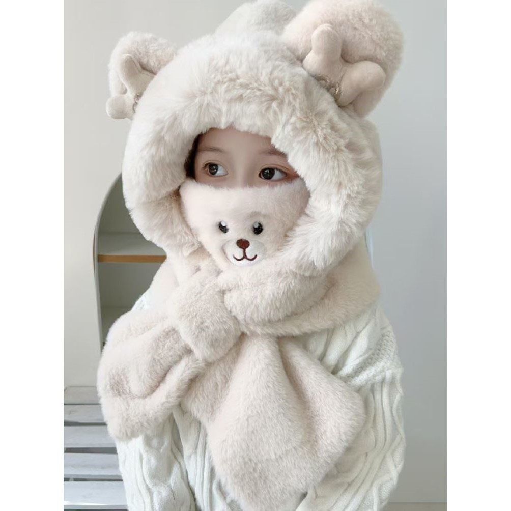 2025秋冬新款儿童帽子男女童围巾一体宝宝保暖加厚围脖可爱护耳帽,童装/婴儿装/亲子装,多件套 帽子、围巾、手套等组合,淘宝优惠券,粉丝福利购,淘宝优惠卷