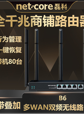 磊科路由器B6千兆无线1200M双频 全千兆端口 家用高速wifi铁壳 企业级商铺专用 多WAN口5G穿墙王电信移动联通