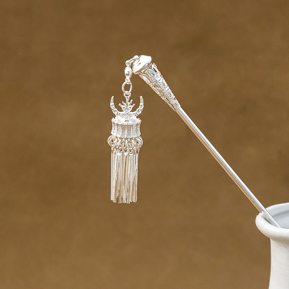 苗族手工苗银发簪云南民族风女复古步摇流苏簪子发钗古风舞台头饰