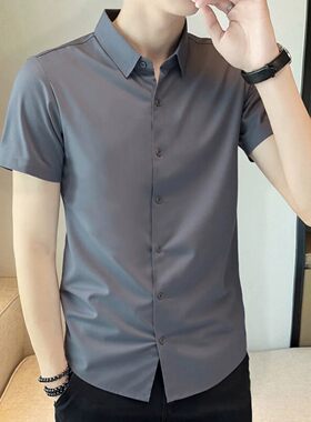 点击率严选男装蒂尚优选百货男士衬衫夏季短袖免烫抗皱衬衣打底a6