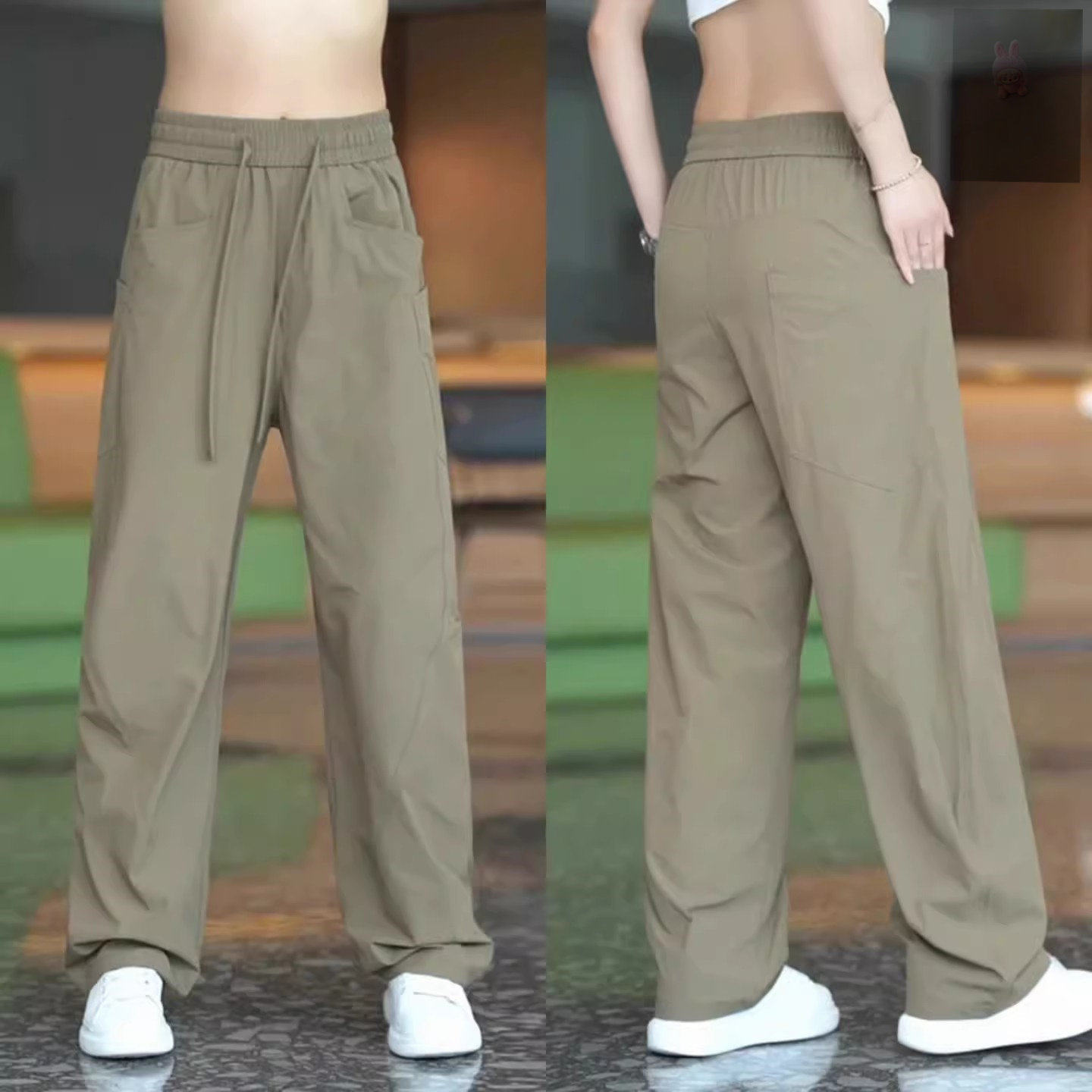 宏嫩美式薄款休闲裤夏季时尚舒适透气长裤男士潮流宽松阔腿弯刀a1