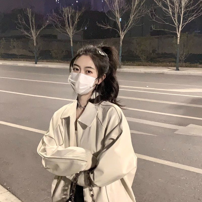美式街头复古小香风皮衣外套女春秋装新款宽松设计感小众夹克上衣