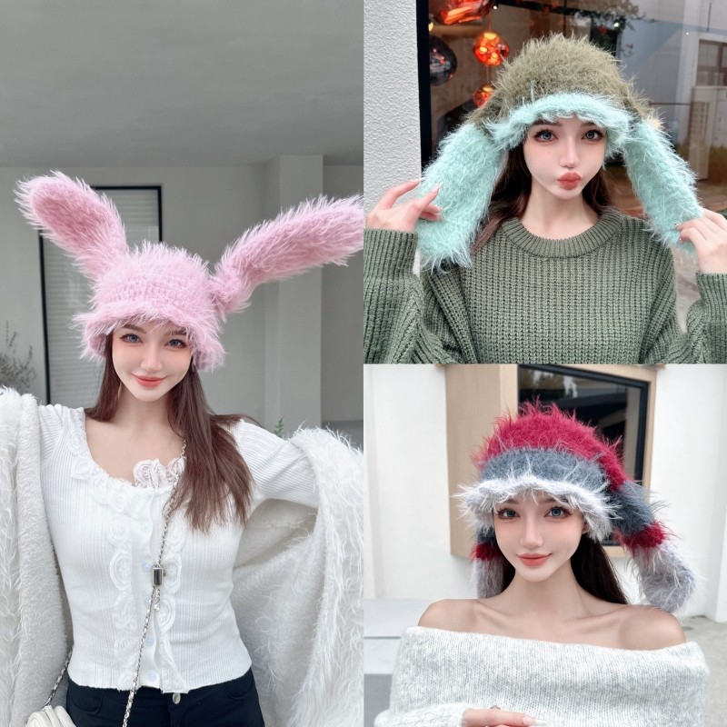 CREAMPP 原创纯手工钩织拉毛冰岛毛长兔耳朵木耳边盆帽甜美针织帽,服饰配件/皮带/帽子/围巾,帽子,淘宝优惠券,粉丝福利购,淘宝优惠卷