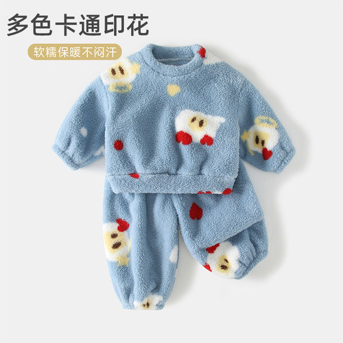 儿童加绒套装冬季男童保暖衣服