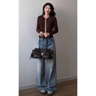 纯欲风辣妹镂空带胸垫性感内搭长袖 连体衣秋冬塑身显身材高弹T恤