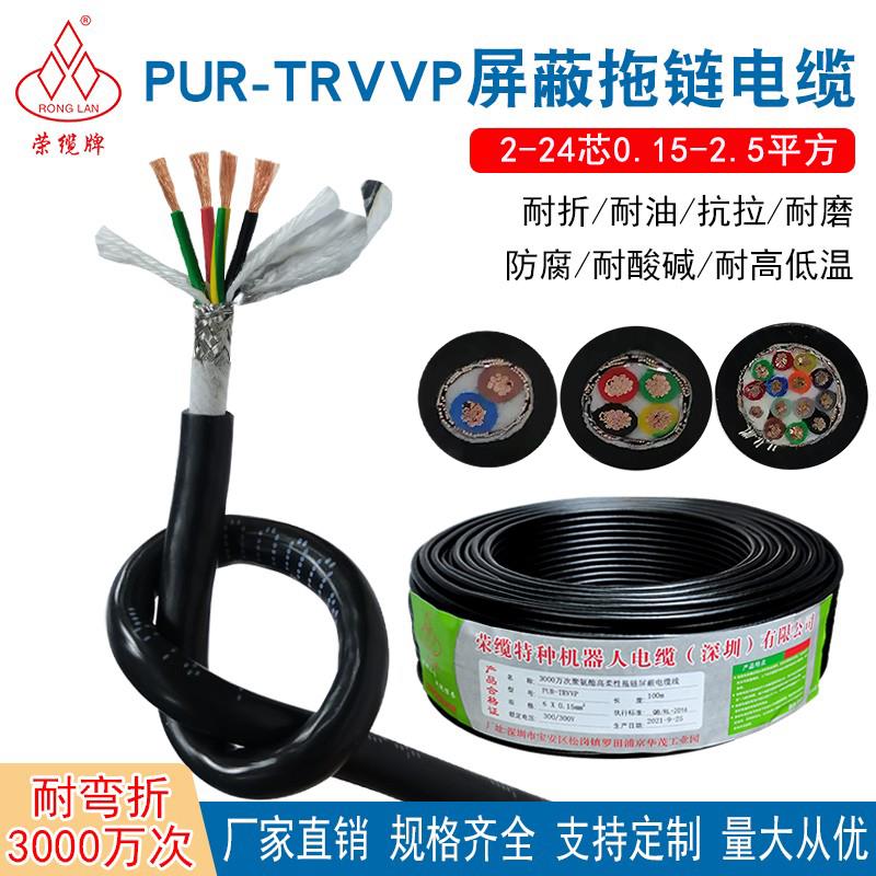 聚氨酯TPU/PUR/TRVVP2/24芯高柔性耐折3000万次双屏蔽拖链电缆线