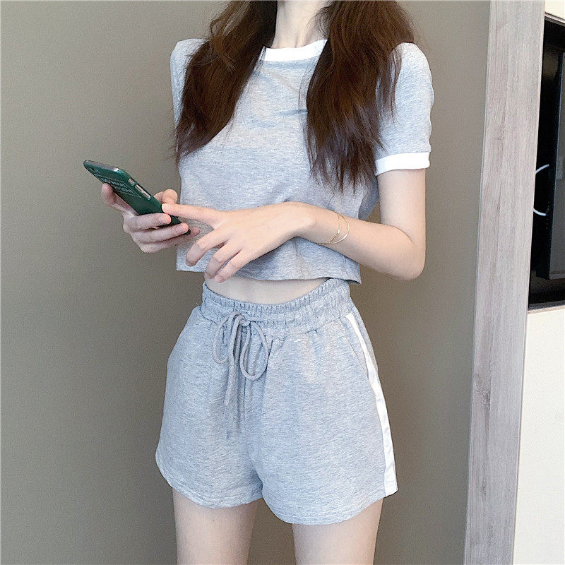 休闲运动套装女夏2021显瘦短款T恤a字短裤半身裙时尚辣妹两件套潮|msdalam kategori Butik wanita / wanita, wanita saiz besar - dari Buy2taobao.com untuk memberikan perkhidmatan ejen Taobao profesional membeli
