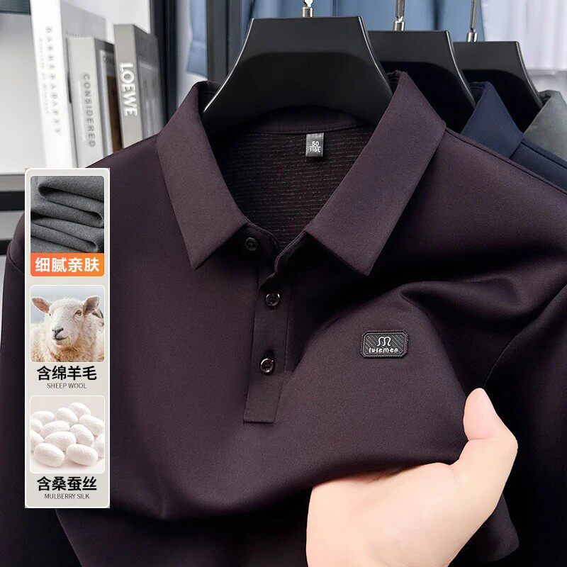 九赛貂夸新服装【含桑蚕丝绵羊毛】男士高端春秋季长袖Polo衫ta7