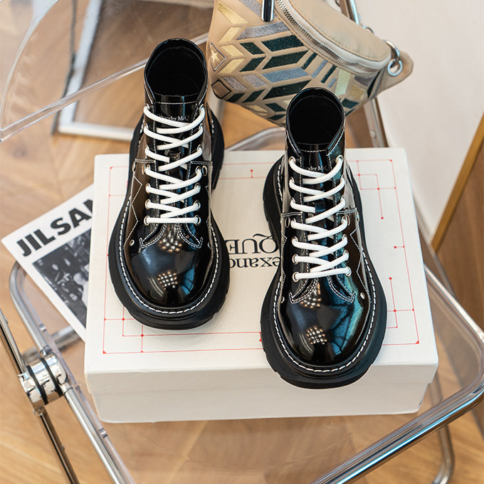 麦昆厚底英伦风ins潮单靴马丁靴