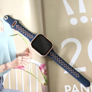 适用苹果手表表带iwatch8表带硅胶s7/6/5/4/3/2代se/40/44/41/45mm/49女男apple watch表带运动回环耐克ultra