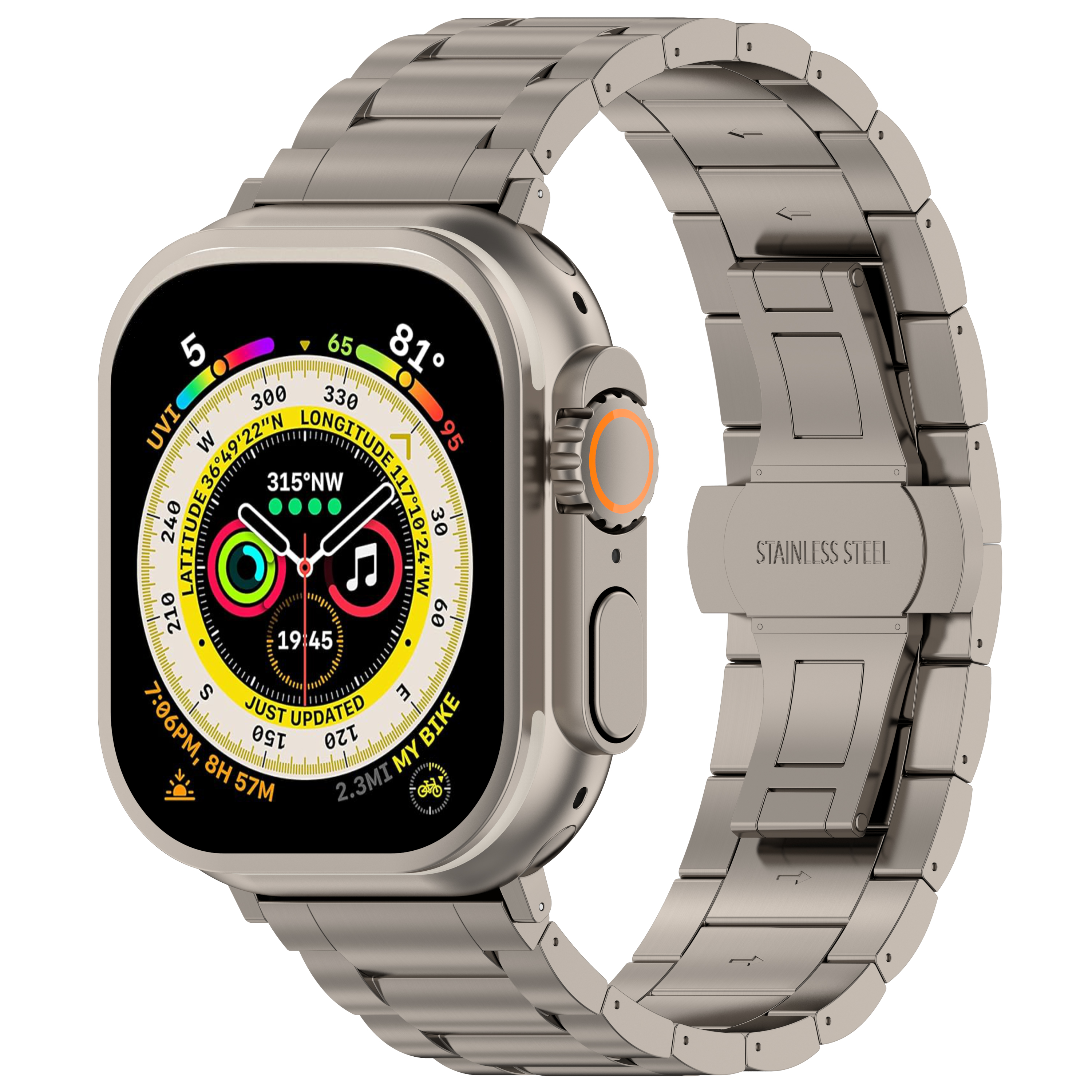 适用AppleWatch Ultra2纯钛表带苹果手表S8钛带iwatch9/8/7/6/SE2/5/4高级钛合金手表带Ultra2金属保护壳49mm 智能设备 智能手表手环表带/腕带 原图主图