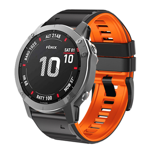 Garmin佳明Fenix7X DLC/5/6Xpro硅胶表带双色飞耐时945/MK1/安夺 泰铁时D2本能MARQ易耐时EPIX手表快拆表带26