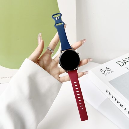 适用小米手表Watch S4/S3华为3PRO表带硅胶运动Watchcolor2运动版表带s2/s1女男撞色硅胶小蛮腰荣耀es 18mm20