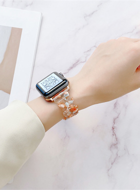 适用iwatch苹果手表带蝴蝶扣applewatch7手表表带6代树脂s7高级新款iPhonewatchse创意小众44mm45/41夏天女40