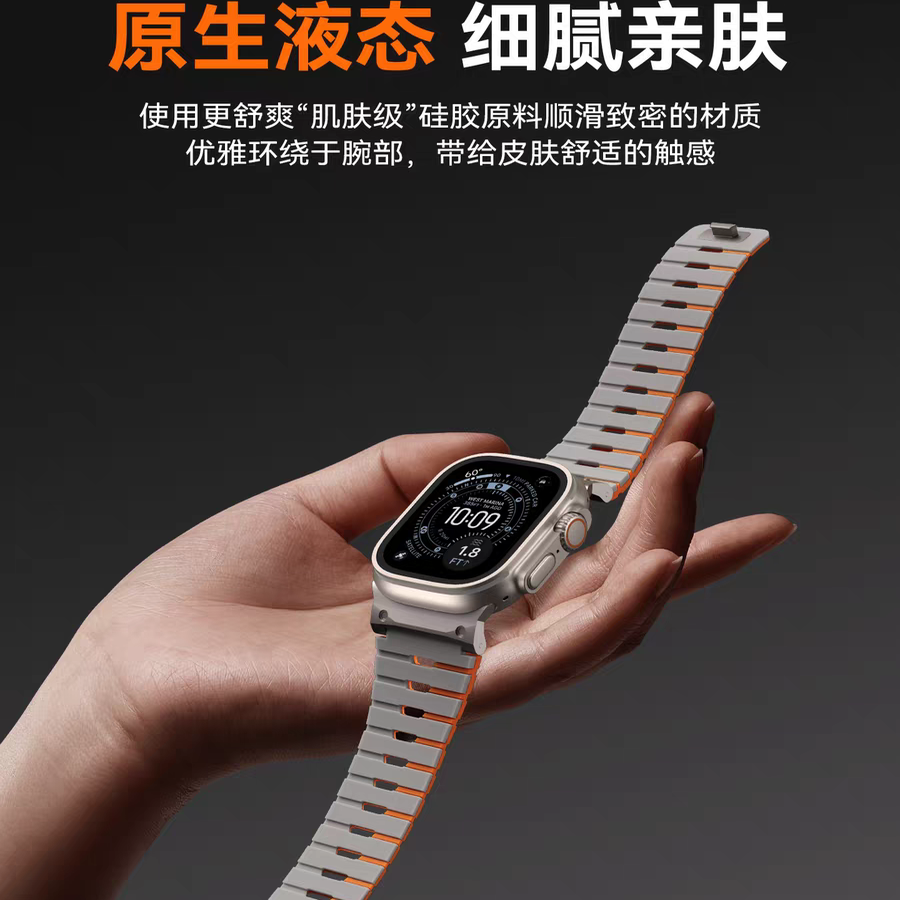 土狗适用苹果手表液态硅胶表带