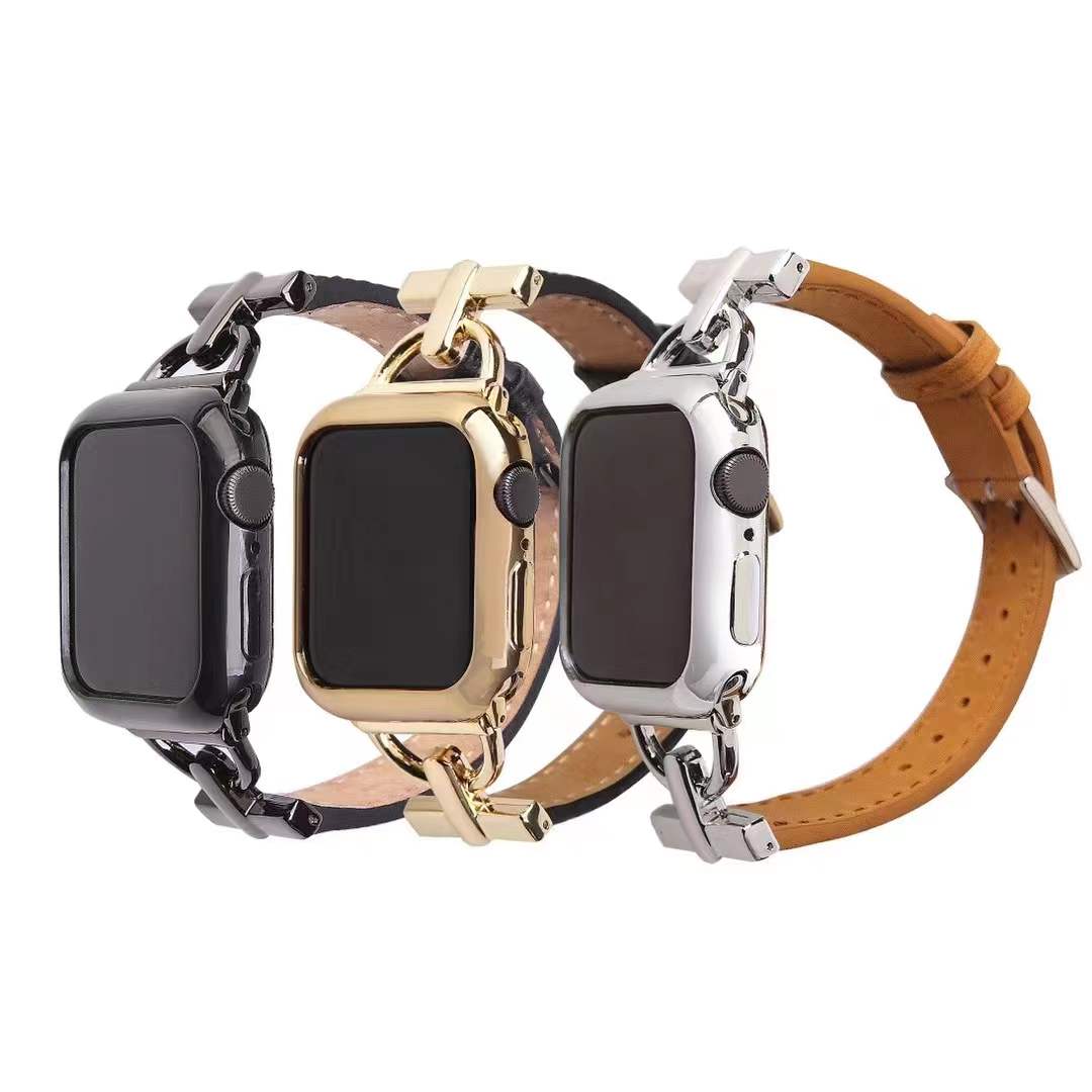 applewatch7表带不锈钢iwatch se手表带金属腕带44mm苹果s7/6/5/4代女潮 iwatch5个性D字头3/2创意表带41mm45