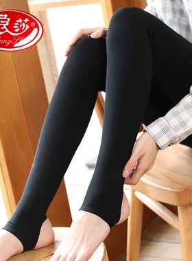浪莎打底裤女连裤袜中厚连袜秋冬薄绒踩脚黑色加绒加厚丝袜打底袜