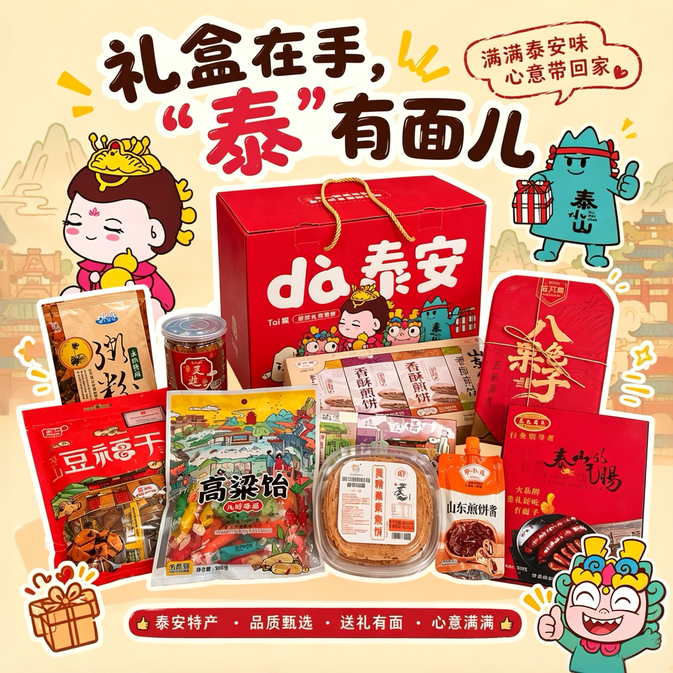 山东泰安特产大礼包礼盒泰山旅游纪念品伴手礼送长辈朋友零食礼物