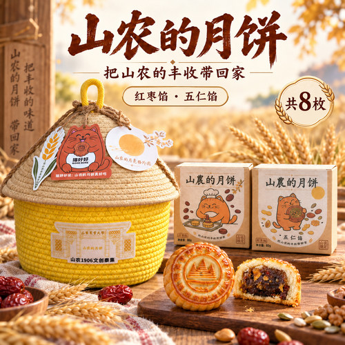 山东农业大学×tai集联名月饼礼盒送家人朋友长辈中秋特产伴手礼