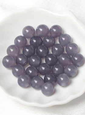 冰种烟紫色散珠子半成品diy手链项链文玩和田玉配珠饰品配件