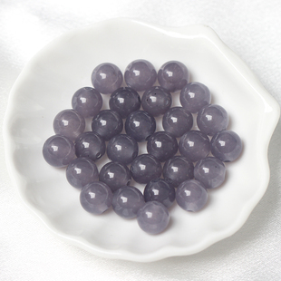冰种烟紫色散珠子半成品diy手链项链文玩和田玉配珠饰品配件