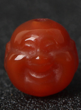 南红色玛瑙弥勒佛笑口常开隔珠佛头珠文玩手串配珠diy配饰