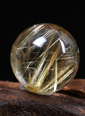 6A级巴西天然金发晶散珠 钛晶圆珠散珠 DIY饰品多宝佛珠水晶手链