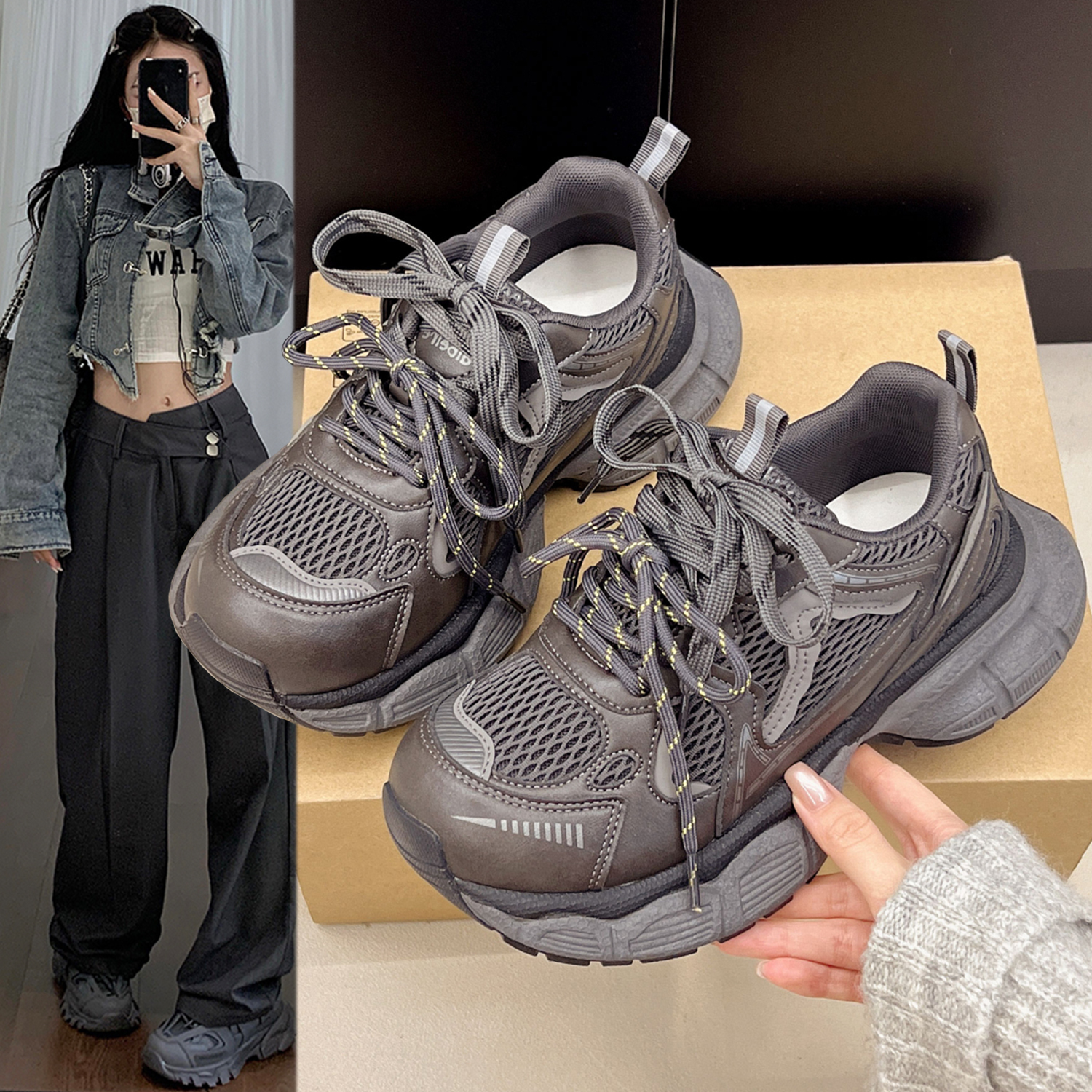 厚底增高休闲运动鞋爆款老爹鞋