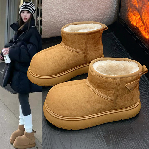 加绒保暖雪地靴厚底增高面包棉鞋