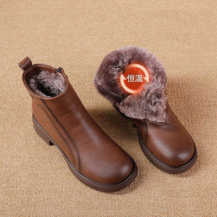 点击率女鞋加绒皮毛一体短靴冬季女士款保暖雪地靴拉链防滑棉a68
