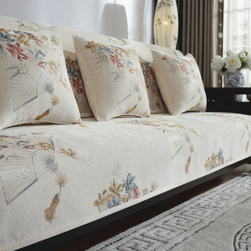 新中式沙发垫防滑抗皱坐垫子四季通用秋冬红木沙发座垫套罩巾全包