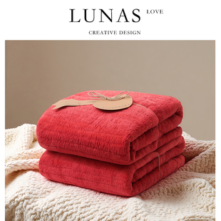 LUNA'S L.吸水.新婚红色大浴巾结婚用陪嫁一对情侣款礼盒伴手礼袋