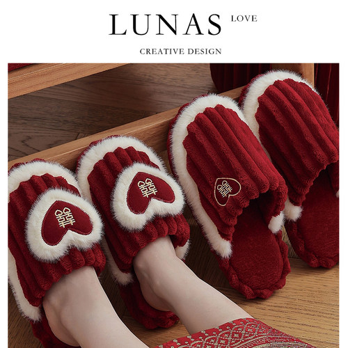 LUNA'S L.包头.新婚拖鞋结婚喜庆红色情侣晨袍一对春夏季 | 连理