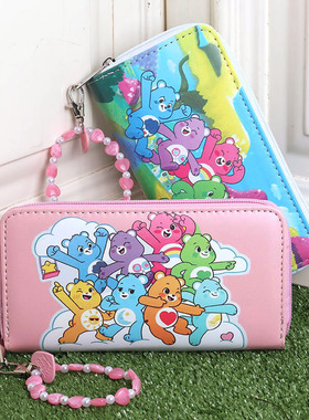 卡通carebears彩虹爱心熊儿童男女童长款零钱包女士钱包