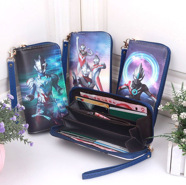 日韩流行动漫卡通多卡位竖款儿童零钱包印花休闲男童长款手提钱包