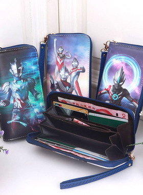 日韩流行动漫卡通多卡位竖款儿童零钱包印花休闲男童长款手提钱包