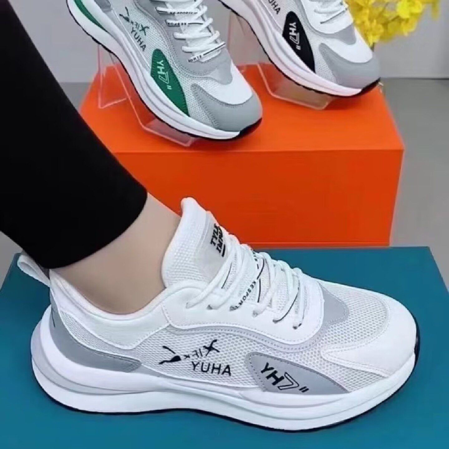 士侠透气网面运动鞋夏季男女同款潮流百搭老爹鞋子厚底增高休闲a6
