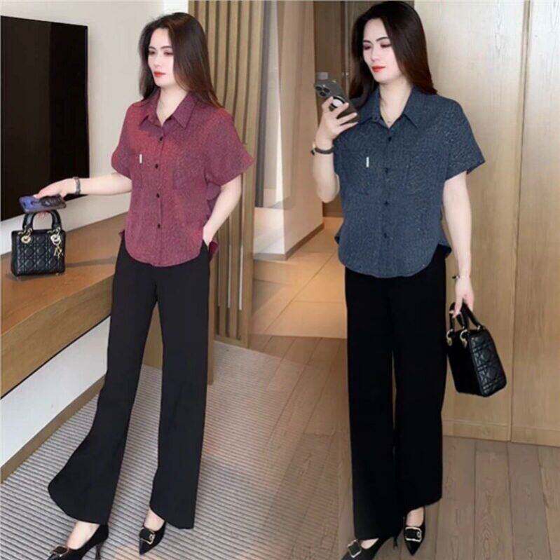 ~媛鑫女装新中式蕾丝短袖小衫夏季女款气质中袖衬衫显瘦花边衬a7