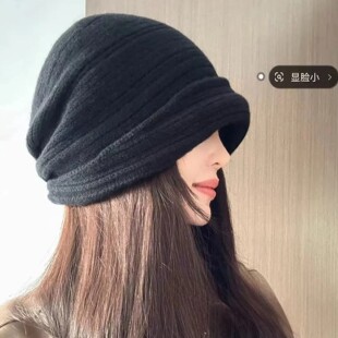 芸菲汇韩系大头围针织帽2026秋韩系加厚堆堆帽宽松显脸小包头冷帽