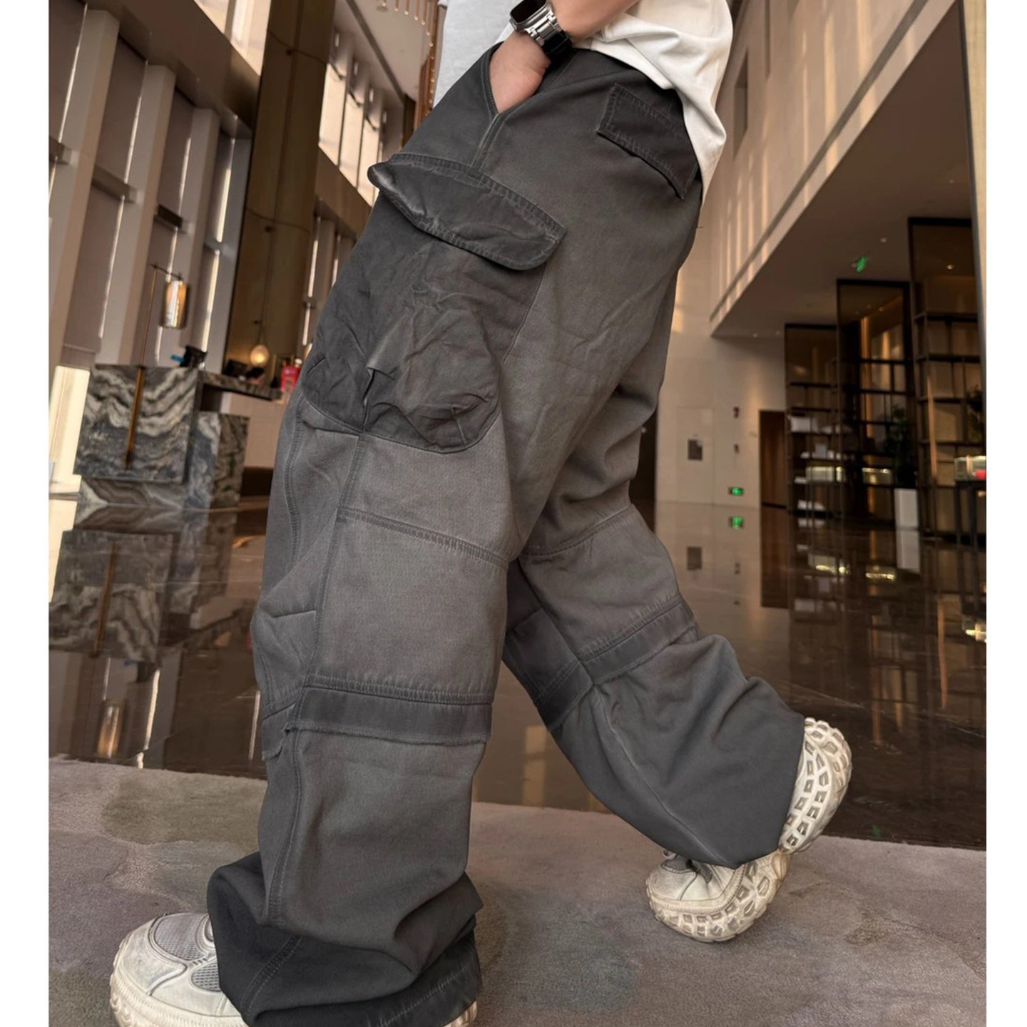 重工渐变色喷绘休闲伞兵裤男冬季新款加厚磨毛复古百搭工装休闲裤,男装,休闲裤,淘宝优惠券,粉丝福利购,淘宝优惠卷